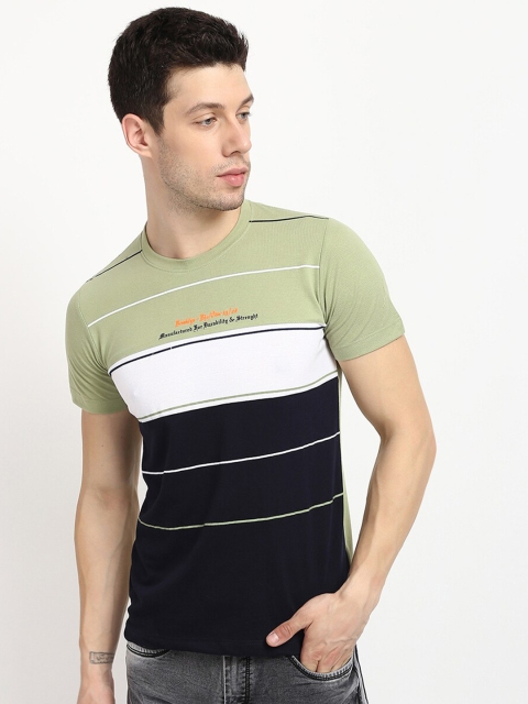 

V2 Value & Variety Men Olive & Black Colourblocked T-shirt