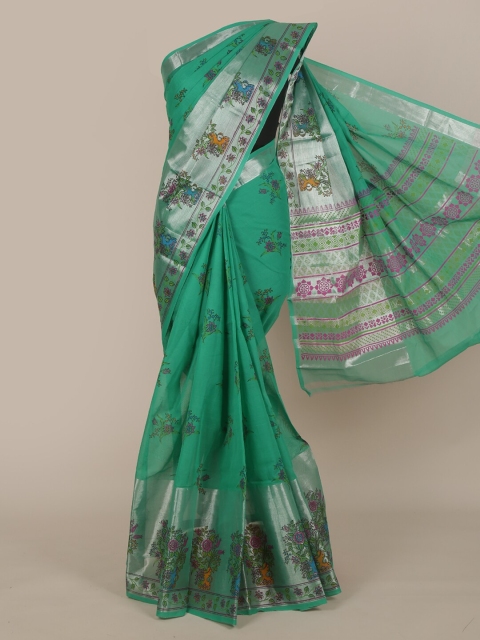 

Pothys Green Floral Pure Cotton Saree