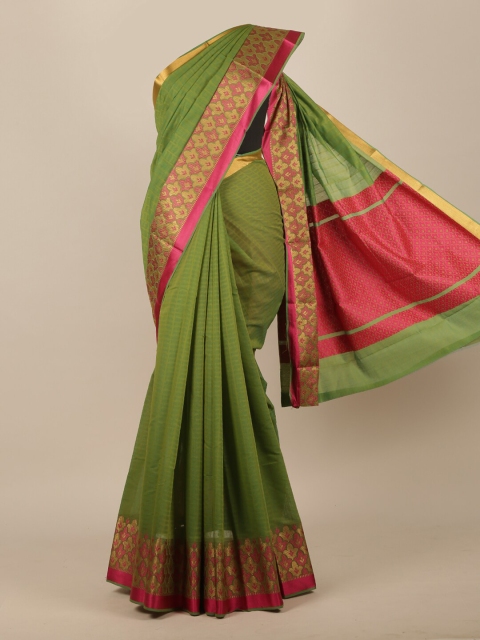 

Pothys Green & Pink Woven Design Pure Cotton Saree