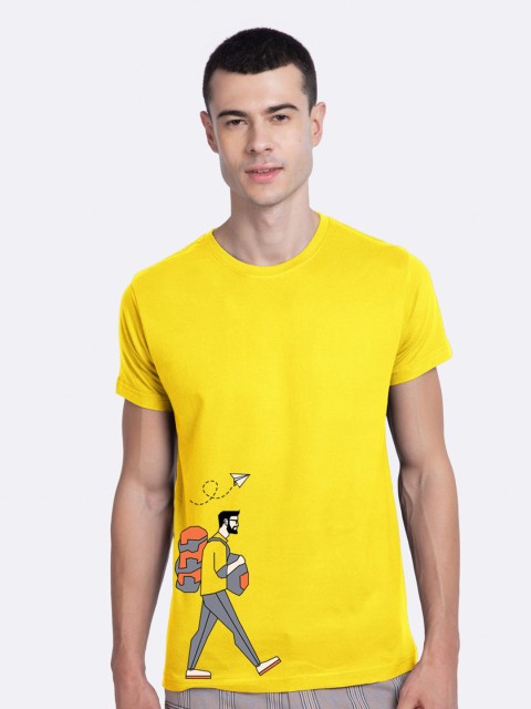 

Bewakoof Men Yellow Printed T-shirt