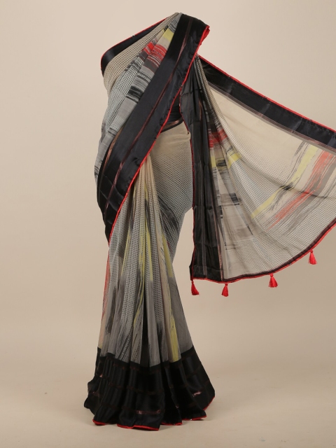 

Pothys Grey & Black Poly Chiffon Saree