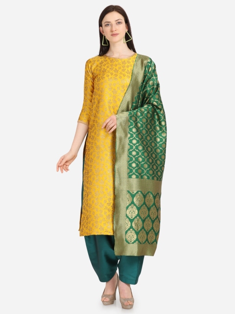 

Kvsfab Women Yellow & Green Ethnic Motifs Unstitched Dress Material