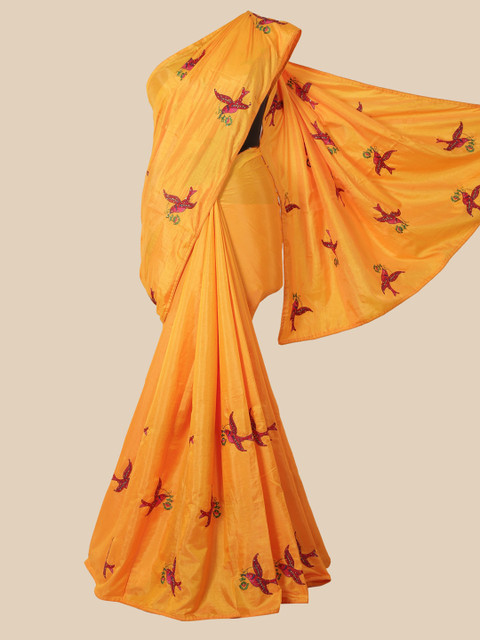 

Pothys Yellow & Pink Embellished Art Silk Saree