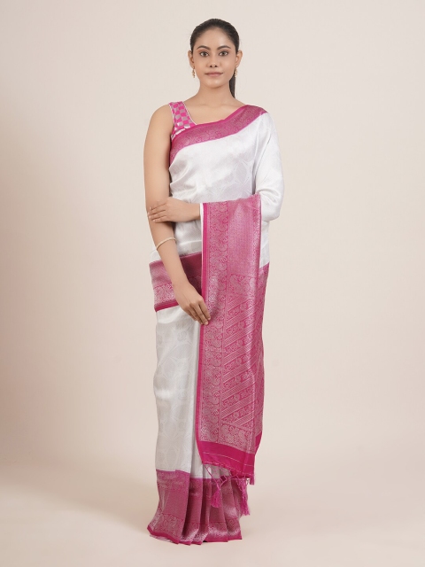 

Pothys White & Pink Ethnic Motifs Zari Tissue Saree