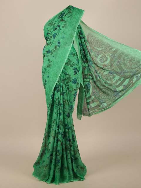 

Pothys Green & Blue Floral Saree