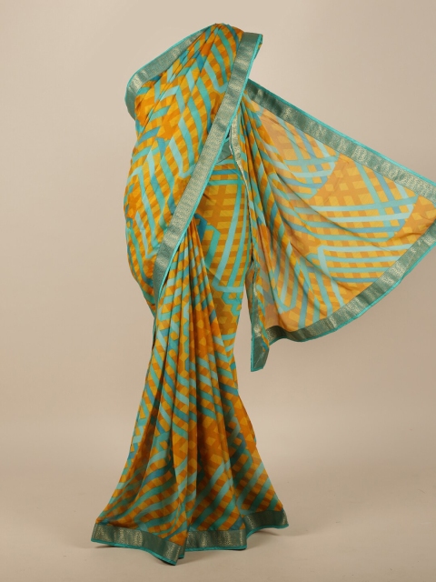

Pothys Yellow & Sea Green Zari Chanderi Saree