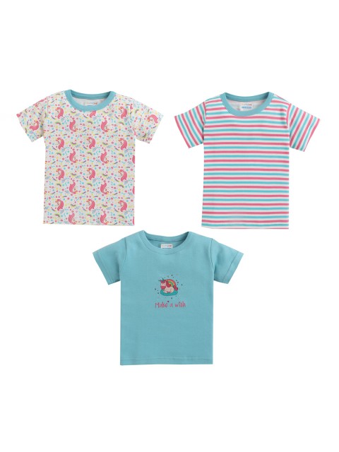 

BUMZEE Girls Pack of 3 Printed T-shirt, Multi