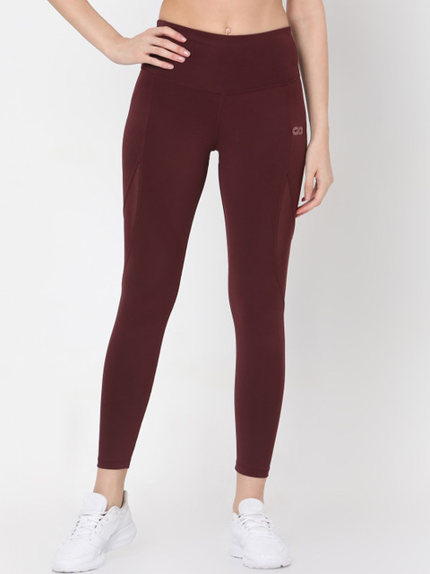 

Silvertraq Women Maroon Solid Comfort-Fit Ankle-Length Leggings