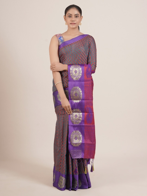 

Pothys Green & Red Woven Design Jute Cotton Tussar Saree