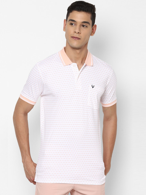 

Allen Solly Men White Printed Polo Collar Pure Cotton T-shirt
