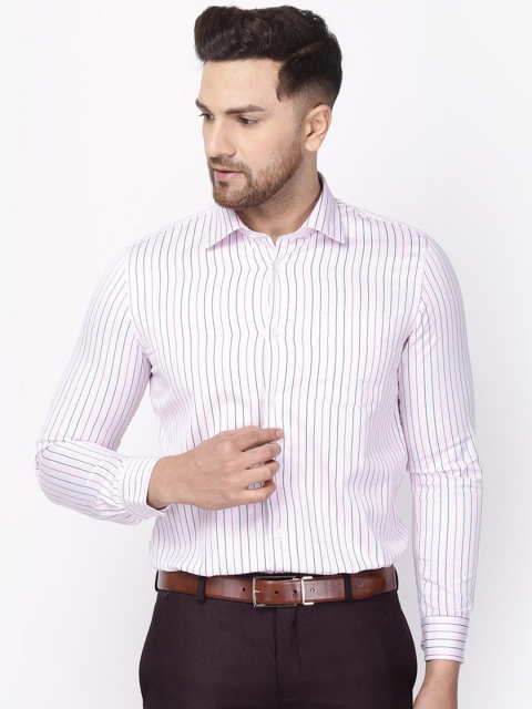 

Blackberrys Men Pink Vertical Striped Slim Fit Cotton Formal Shirt