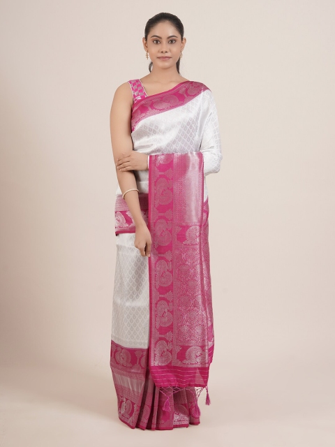 

Pothys White & Pink Ethnic Motifs Tissue Saree