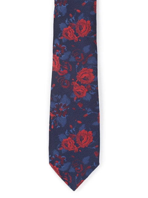 

Peter England Men Navy Blue & Red Woven Design Broad Tie