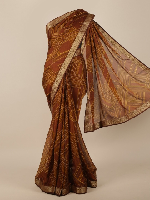 

Pothys Brown & Yellow Printed Saree