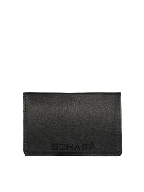 

SCHARF Unisex Black & Grey Textured Leather Card Holder