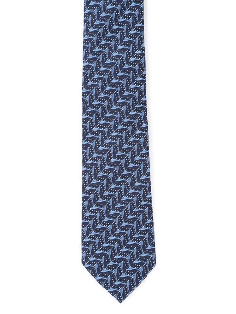 

Peter England Men Navy Blue & White Woven Design Broad Tie