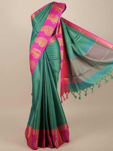 

Pothys Green & Pink Ethnic Motifs Zari Jute Silk Saree