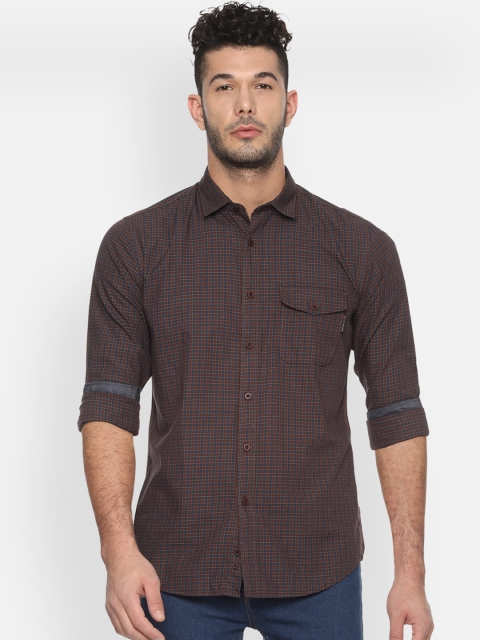 

Louis Philippe Jeans Men Brown Slim Fit Checked Casual Shirt