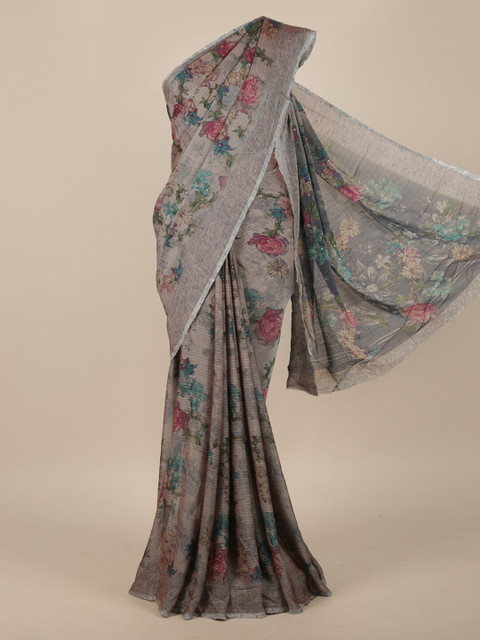 

Pothys Grey Floral Beads and Stones Poly Chiffon Saree