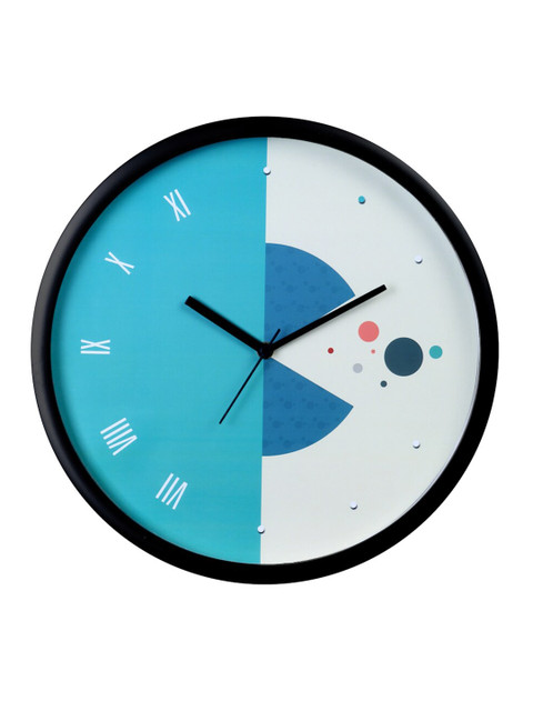 

Bodh Design Turquoise Blue & White Colourblocked Contemporary Wall Clock