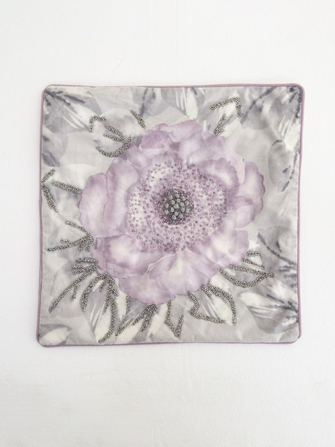 

Home Centre Grey & Purple Floral Square Cushion Cover