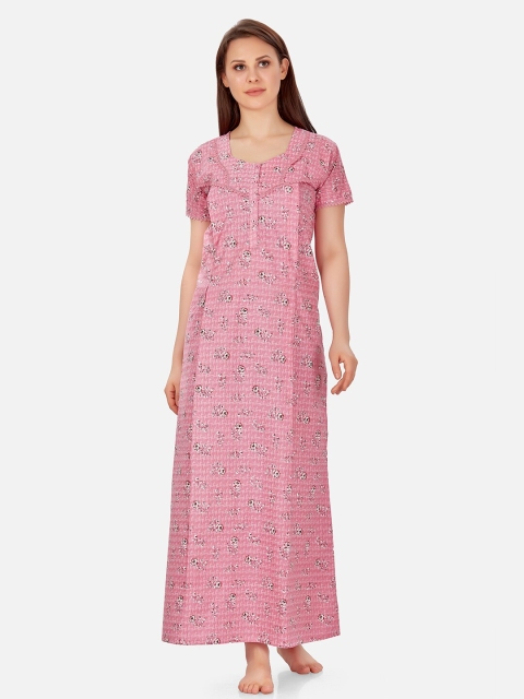 

Sand Dune Printed Cotton Maternity & Feeding Nightdress, Pink