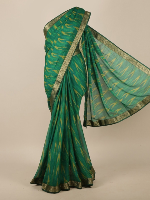 

Pothys Green Printed Poly Chiffon Saree
