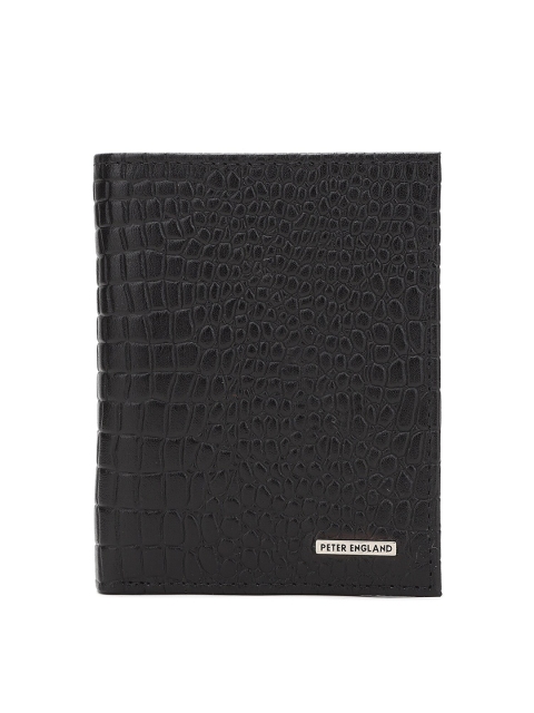 

Peter England Men Black Textured Leather Two Fold Wallet