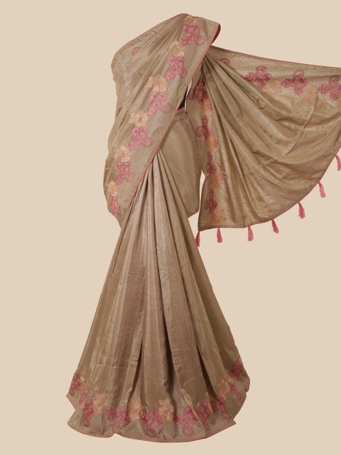 

Pothys Brown & Pink Floral Art Silk Saree