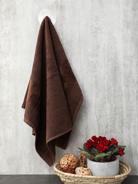

Pure Home and Living Set Of 4 Brown Solid 550 GSM Cotton Hand Towels
