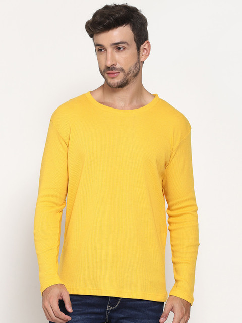 

PAUSE SPORT Men Yellow Raw Edge T-shirt