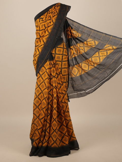

Pothys Mustard & Black Jute Silk Saree