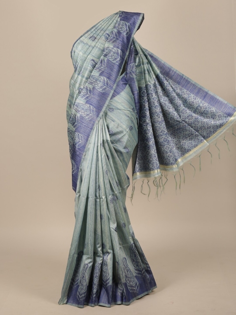 

Pothys Blue & Grey Ethnic Motifs Jute Silk Saree
