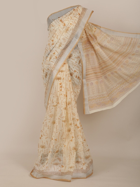 

Pothys Cream & Brown Floral Saree