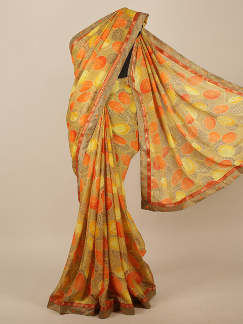 

Pothys Olive & Orange Zari Saree