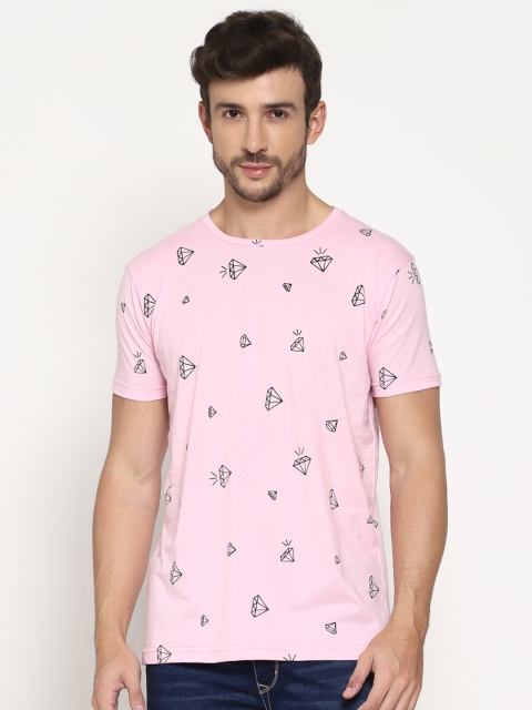 

PAUSE SPORT Men Pink Printed Slim Fit T-shirt