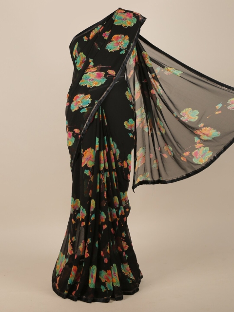 

Pothys Black Floral Poly Chiffon Saree