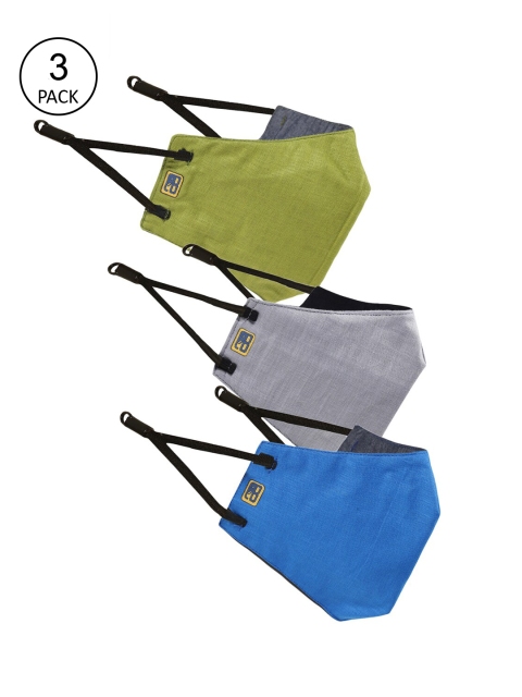 

Balista Unisex Pack Of 3 Solid 4-Ply Reusable Cotton Cloth Masks, Blue