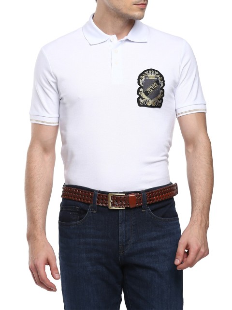 

Versace Jeans Couture Men White Polo Collar Pure Cotton T-shirt
