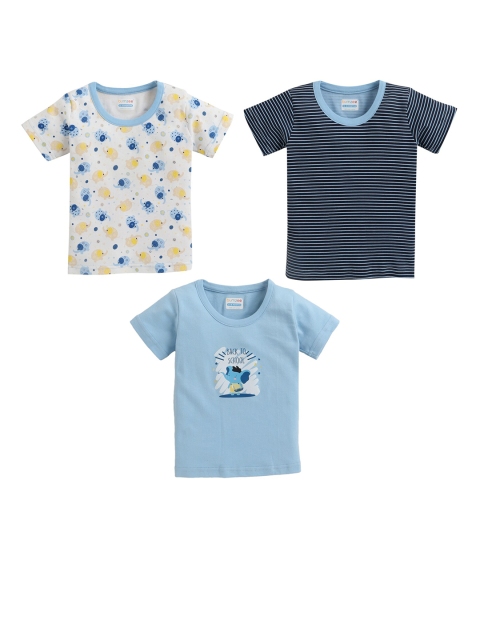 

BUMZEE Boys Pack Of 3 Blue & White Printed T-shirt