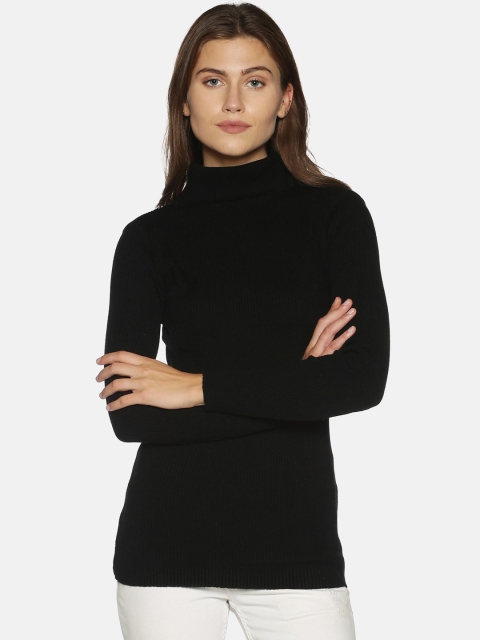 

PICOT Women Black Ribbed Pullover