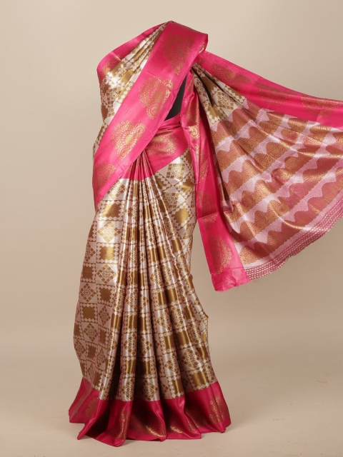 

Pothys Gold & Pink Woven Design Jute Silk Saree