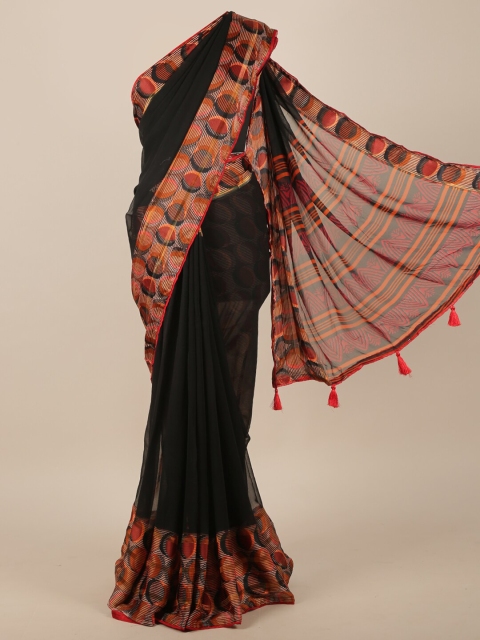 

Pothys Black & Red Solid Saree