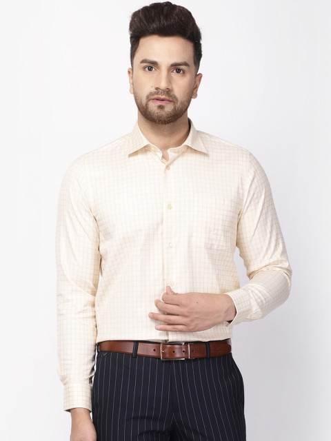 

Blackberrys Men Yellow Grid Checks Formal Shirt