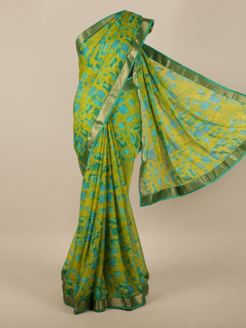 

Pothys Green Printed Poly Chiffon Saree