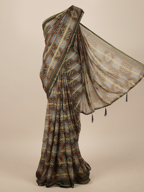 

Pothys Grey & Brown Checked Saree