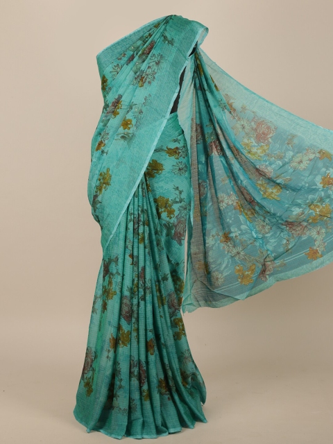 

Pothys Sea Green & Pink Floral Saree