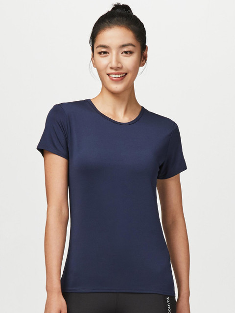 

Domyos By Decathlon Women Navy Blue Yoga T-shirt