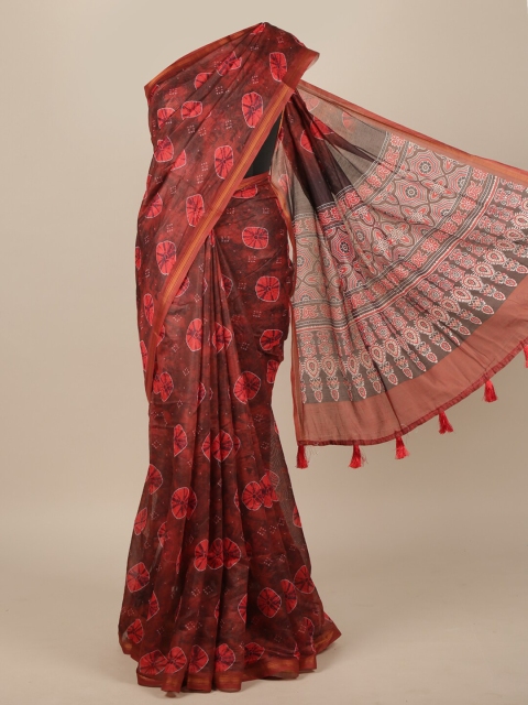 

Pothys Maroon & Black Floral Jute Silk Saree