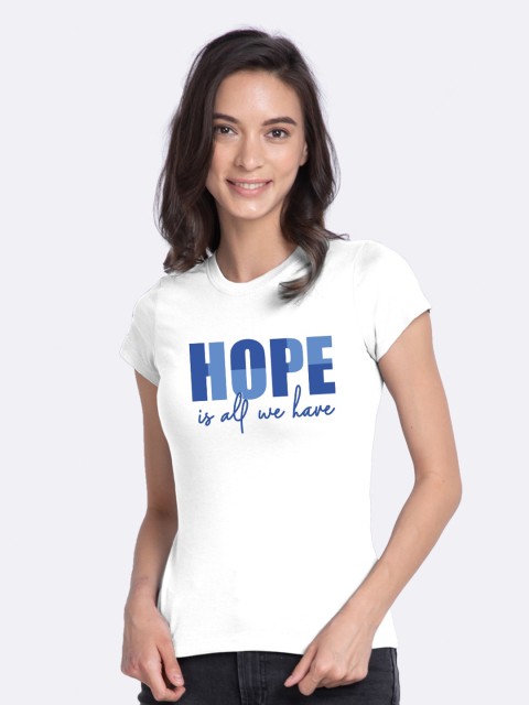 

Bewakoof Women White Typography Printed V-Neck Applique T-shirt